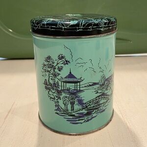 Vintage Cherrydale Farms Scenic Teal & Black 5” Tin Great Condition